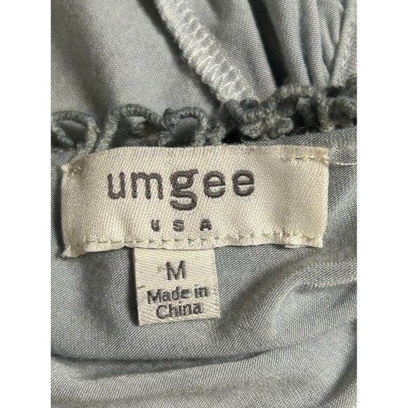 Umgee Medium Babydoll Cold Shoulder Dress‎ Women's Light Blue Lace Trim - Picture 6 of 8